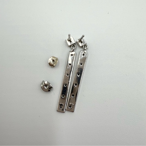 Sterling 925 Silver Crystal Drop Bar Earrings - Picture 3 of 3
